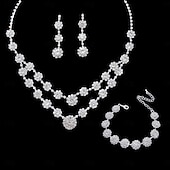 ieftine Seturi de Bijuterii-Seturi de bijuterii de mireasă 1set Ștras Aliaj Cercei Coliere Brățări Pentru femei Elegant Stilat Lux Set de bijuterii Pentru Nuntă Ocazie specială Îmbrăcăminte de seară de petrecere
