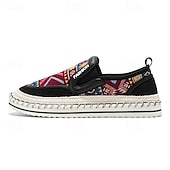 cheap Slip-On Casual Shoes-Men's Black and Red Slip-On Walking Shoes with Tribal Pattern – Comfortable and Stylish Sneakers for Casual and Outdoor Activities