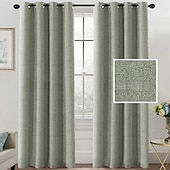 olcso Függönyök és drapériák-Linen tiszta fehér függöny kevert függöny panel készlet blackout len függönyök hálószobába 2 paneles szett 52x84 hüvelyk