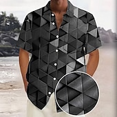 voordelige Geometrisch patroon-Voor heren Geometrisch 3D Print Raster / Plaid Overhemd Zomer overhemd Overhemd met knopen Korte mouw Mode-casual Vakantie Dagelijks gebruik Feestdagen Zomer Lente Strijkijzer 3D-afdrukken shirts met
