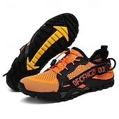 voordelige Casual Sneakers-Voor heren Sneakers Rivierschoenen Canyoning PU Leder Netstof Ademend Comfortabel Anti-slip Veters Zwart Donker paars Blauw Zomer Lente