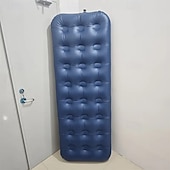 abordables Actividad al Aire Libre-Colchón de aire portátil azul plegable para acampar al aire libre, colchón de aire flocado, colchón para dormir