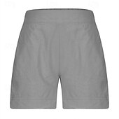 economico Pantaloncini in lino di cotone-Per donna Pantaloncini in cotone e lino Shorts Pantaloni Eleganti Casual Corto Naturale Semplice Tasca Elastico in vita Comodo All&#039;aperto Quotidiano Ferie Vinaccia Grigio Nero Bianco Estate