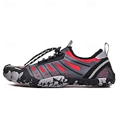 preiswerte Sneaker für Herren-Herren Sneaker Barfußschuhe Upstream-Schuhe Canyoning PU Leder Netz Bequem Rutschfest Atmungsaktiv Schnürung Rot + Grau Blau Grau Sommer Frühling