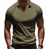 economico Polo classica da uomo-Per uomo Maglia da golf Polo Piqué Affari Casuale Bavero Manica Corta Moda Essenziale Tinta unica Testurizzato Bottoni Estate Primavera &amp; Autunno Vestibilità regolare Marrone Scuro Bianco Grigio