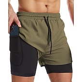 baratos shorts ativos masculinos-Homens Calção Justo de Natação Shorts de Natação Bermuda de Surf Bloco de cor Secagem Rápida Respirável Com forro de compressão com passador de toalha Férias Praia Havaiana Casual Preto