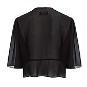 levne zábaly svatebních hostů-Ženský wrap elegantní ochrana proti slunci krátký rukáv chiffon svatební wrapy s čistou barvou pro svatbu v létě