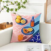 abordables Taies d&#039;Oreiller-Housse de coussin décoratif motif fruits d&#039;été 1PC douce carrée pour canapé taie d&#039;oreiller pour chambre salon canapé chaise