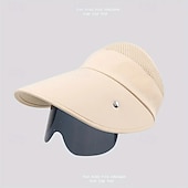 お買い得  帽子-保護マスクと取り外し可能なゴーグル付きのレディース夏用つば広サンハット - UVカットの通気性ポリエステルでハイキング、キャンプ、アウトドアアドベンチャーに最適