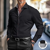 cheap Men&#039;s Non Iron Shirts-Men&#039;s Dress Shirt Work Shirt Button Up Shirt Solid Color Formal Wedding Light Blue Black White Navy Blue Long Sleeve Turndown All Seasons Clothing Apparel