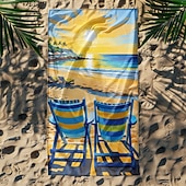 economico set di asciugamani da spiaggia-telo mare stampato, telo mare leggero e anti-sabbia ad asciugatura rapida, ideale per viaggi, piscina e uso all'aperto