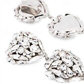 cheap Earrings-Women&#039;s Clip on Earring Classic Heart Precious Stylish Dangling Romantic Imitation Diamond Earrings Jewelry Silver For Wedding Party Club 1 Pair