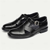 cheap Premium Leather Sandals-Men&#039;s Leather Sandals with Closed Toe – Breathable Non-Slip Summer Shoes for Formal Gatherings, Church  and Outdoor Wear