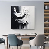 ieftine Picturi Abstracte-pictură în ulei realizată manual, pânză, artă de perete, decorare modernă, abstractă, alb-negru, pentru decorarea casei, cadru întins, pictură suspendată/pictură rulată fără cadru, neîntinsă
