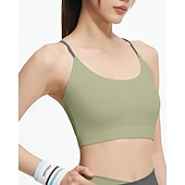 abordables Sujetadores deportivos &amp; chalecos-Mujer Buena parte superior Correa de espagueti Sujetador superior Tiras posteriores Confortable Transpirable Malla Bloque de color Deporte Ropa de Deporte Negro Blanco Yoga Aptitud física Casual