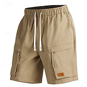 preiswerte Klassiker-Herren Cargo-Shorts Shorts Sommershorts Kordelzug Elastischer Bund Reißverschlusstasche Einfach Komfort tragbar Knielang Outdoor Sport Täglich Mode Lässig Schwarz Armeegrün