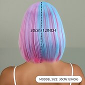 お買い得  カーニバルウィッグ-人工毛ウィッグ ストレート ナチュラルストレート レイヤード・ヘアカット ニートバング 機械製 かつら 12 インチ A1 合成 女性用 ソフト クラシック カラーグラデーション 多色