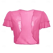 billige Brudesjaler-Kvinnes Wrap Elegant Solbeskyttelse Kortermet Chiffon Bryllupswraps Med Ren Farge Bryllup Sommer