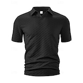 cheap Men&#039;s Classic Polo-Men&#039;s Golf Shirt Golf Polos Shirts Work Casual Lapel Short Sleeve Basic Modern Plain Jacquard Summer Regular Fit Black White Blue Khaki Golf Shirt