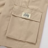 baratos Clássico-Homens Bermuda Cargo Calção Shorts de verão Com Cordão Cintura elástica Bolso multi Número Conforto Vestível Comprimento do joelho Ao ar livre Esporte Diário Moda Casual Preto Cáqui