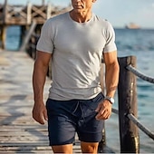 cheap Basic T shirts-Men&#039;s T Shirt Short Sleeve Crew Neck Summer Plain Basic Classic Vacation Casual Daily Black White Red Top Tee for Men