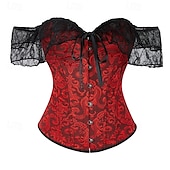 cheap Corset-Rococo Overbust Corset Masquerade Overbust Corset Cosplay Tummy Control Push Up Jacquard Jacquard Women&#039;s Royal Masquerade Party Carnival of Venice Adults&#039; Corset