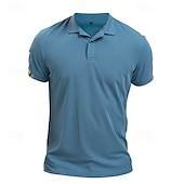 cheap Men&#039;s Classic Polo-Men&#039;s Golf Shirt Golf Polos Shirts Work Casual Lapel Short Sleeve Basic Modern Plain Patchwork Buttons Summer Regular Fit Blue Sky Blue Army Green Golf Shirt