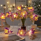 economico Strisce LED-Luci a LED a forma di fiore, stringa di luci fatate a LED da 2 m, 10 LED alimentati a batteria per Natale, Ringraziamento, San Valentino, giardino estivo, balcone, decorazione per feste