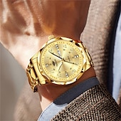 economico Orologi al quarzo-Orologio da Uomo alla Moda al Quarzo Quadrante Digitale a Rombo Doppio Calendario Luminoso Orologio Impermeabile in Acciaio con Decorazione di Strass Orologio da Affari