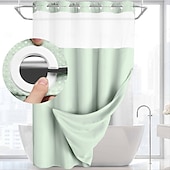 cheap Shower Curtains-Waffle Weave Shower Curtain 180cm*180cm(70&quot;*70&quot;) with Snap-in Fabric Liner Set, Solid Colored Hotel Style for Bathroom with Mesh Top Window