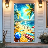 cheap Garage &amp; Door Banners-Beach Drinking Door Decorations Door Covers Door Tapestry Door Curtain Decoration Backdrop Indoor/Outdoor Door Banner for Front Door Farmhouse