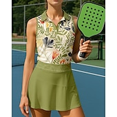cheap Women&#039;s Tennis Set-US Open Women&#039;s Sport Shirt Sports Set Tennis Set Tennis Shirt 2 Pieces Sleeveless Print Breathable Tennis Golf Badminton Polo Collar Skirt Green Tennis Clothing