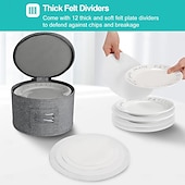 cheap Kitchen Storage-4 Pack Puricon Dinnerware Storage Containers Set, China Plate Storage Bags Protectors for Round Crockery Storage with Felt Plate Dividers -Grey