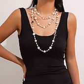 abordables Colliers-Collier Sautoir Perle d&#039;imitation Femmes Élégant Mode Perles Trèfle Mignon Mariage Cercle Colliers Tendance Pour Mariage Soirée Quotidien