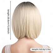 voordelige Synthetische trendy pruiken-Synthetische pruiken Kinky Recht Natuurlijk recht Middelste stuk Diepe scheiding Machinegemaakt Pruik 30.5 cm A1 Synthetisch haar Dames Klassiek Comfortabel Kleurgradatie Blond