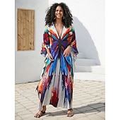 billige Kjoler-Halloween Kjoler Kaftan Stolthet Regnbue Fritid Voksne Dame Halloween Karneval Pride-parade Pride måned Enkle Halloween-kostymer Kle deg opp