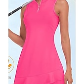 economico Abbigliamento Tennis da donna-US Open Per donna Abito da tennis con pantaloncini e reggiseno incorporati Abito sportivo Senza Maniche Pieghettato Traspirante Tennis Golf Pickleball Collo con zip Tinta unita Vestito Tank Back Nero