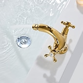 abordables Robinets de lavabo-Robinet de lavabo - Classique Électroplaqué Ensemble central Deux poignées un trouBath Taps