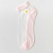 cheap Home Socks-Women Daisy Sheer Socks,Womens Girls Lace Sheer Ankle Sock Thin Mesh Cotton Socks Transparent See Through Tull Low Cut Sock