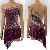 economico Abiti da Pattinaggio Artistico-Abito da pattinaggio artistico Per donna Ragazze Pattinaggio sul ghiaccio Vestito Borgogna Patchwork Schiena aperta Rete Alta elasticità Allenamento Competizione Vestiti da pattinaggio sul ghiaccio