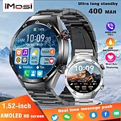 זול שעונים חכמים-שעון חכם IMOSI לגברים 1.52 שיחת Bluetooth מוזיקה ספורט מודד קצב לב סוללה 400mAh תואם עם Android ו-iOS מתנת יום האב