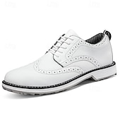 economico Scarpe da Golf da Uomo-scarpe da golf brogue bianche da uomo: resistenti sneakers in similpelle con lacci e dettagli traforati per gli appassionati di golf e sport