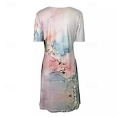 voordelige Afdrukken Bloemen Jurken-Dames Mini-jurk Zomerjurk Boho-jurk Modieus Modern Dagelijks Strand Weekend Normale pasvorm Bloemig Korte mouw V-hals Blozend Roze Zomer