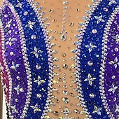 preiswerte Eiskunstlaufkleider-Eiskunstlaufkleid Damen Mädchen Eislaufen Kleid Schwarz blau Patchwork Offener Rücken Netzstoff Hohe Elastizität Training Wettbewerb Eiskunstlaufkleidung Klassisch Kristall / Strass Ärmellos