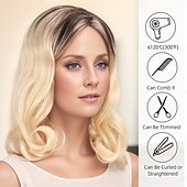 cheap Synthetic Trendy Wigs-Synthetic Wig Wavy Curly Weave Middle Part Asymmetrical Machine Made Wig 30 inch A1 Synthetic Hair Women&#039;s Classic Comfortable Color Gradient Mixed Color