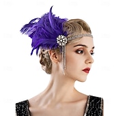 levne Příslušenství a další-Retro 20. léta 20. století Bubenová čelenka Velký Gatsby Peří Retro Třpytivý lesk Křišťál a napodobenina Dámské předvečer Všech svatých Karneval Plesová maškaráda Karneval Plesová maškaráda Festival