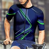 abordables Maillots pour hommes-Homme Maillot de cyclisme Géométrique Manche Courte Cyclisme T-shirt Maillot avec 3 poches arrière VTT Vélo tout terrain Séchage Rapide Design Anatomique Évacuation de l&#039;Humidité Respirant Des sports