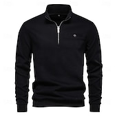 abordables Hoodies et sweatshirts élite pour hommes-Homme Sweat à capuche quart zippé Noir Blanche bleu marine Gris Demi-zip Uni Polyester Occasionnel Athlétique Vêtement Tenue Pulls Capuche Pulls molletonnés manche longue