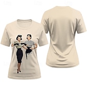 cheap Tops-T-shirt Retro Poster Retro Girl 1950s Retro Vintage T-shirt Sleeve Graphic for Women's Adults' 3D Print  for Masquerade Daily Vacation Party