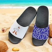 tanie Sandały wakacyjne-Męskie Pantofle Drukuj buty Druk 3D Kapcie na zewnątrz Kapcie plażowe Codzienny Styl plażowy Codzienny Plaża Polichlorek winylu Wodoodporny Wygodny Niepoślizgowy / a Czarny i biały Zielony